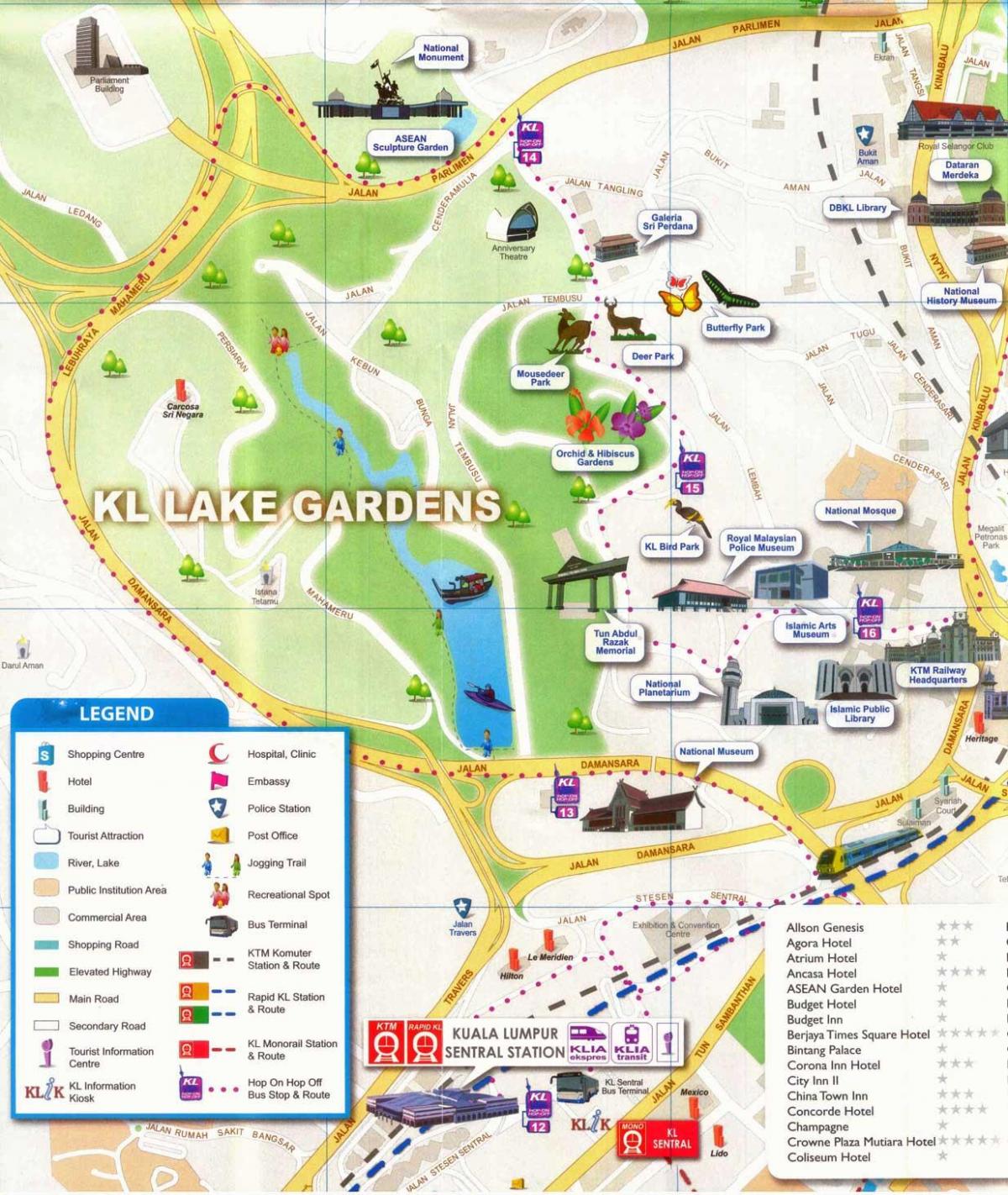 jezioro ogród Kuala Lumpur mapie