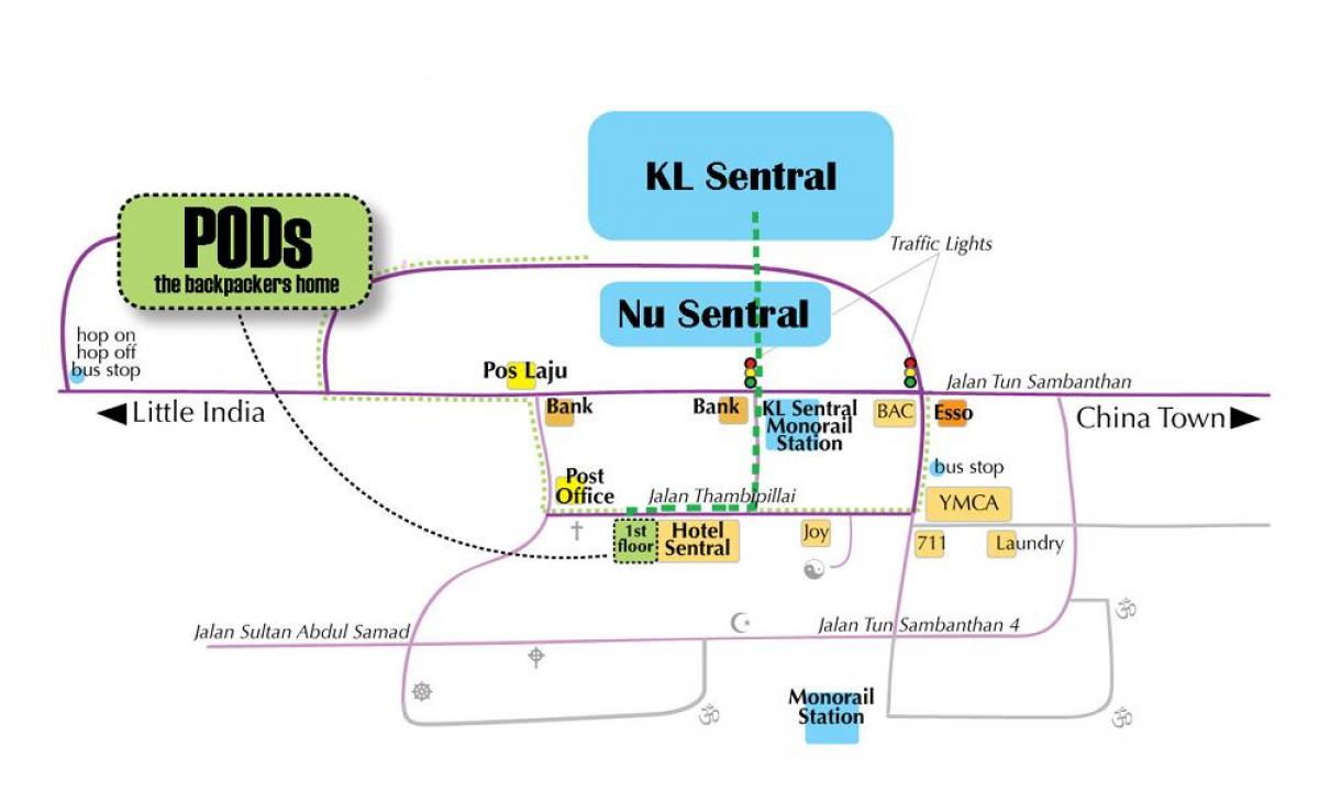 dworzec autobusowy w mieście Kuala Lumpur mapie