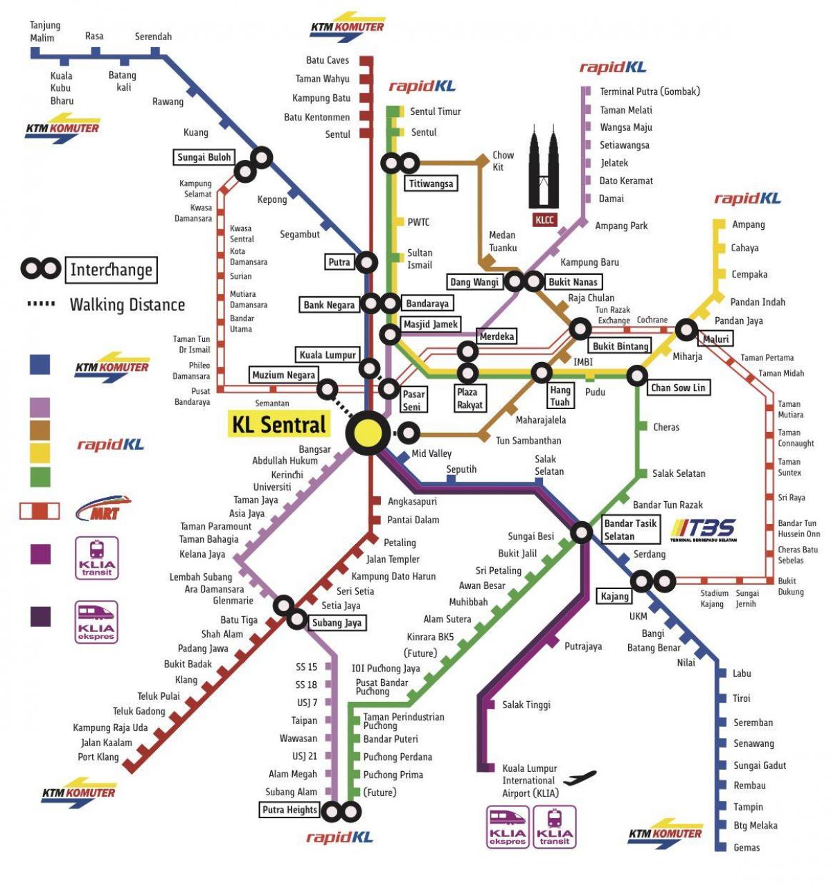 Kuala Lumpur-dworzec kolejowy mapie