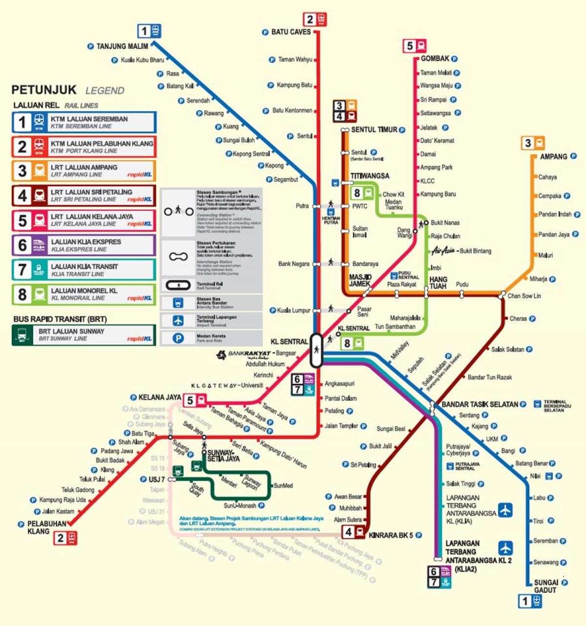 linia LRT mapie Kuala Lumpur