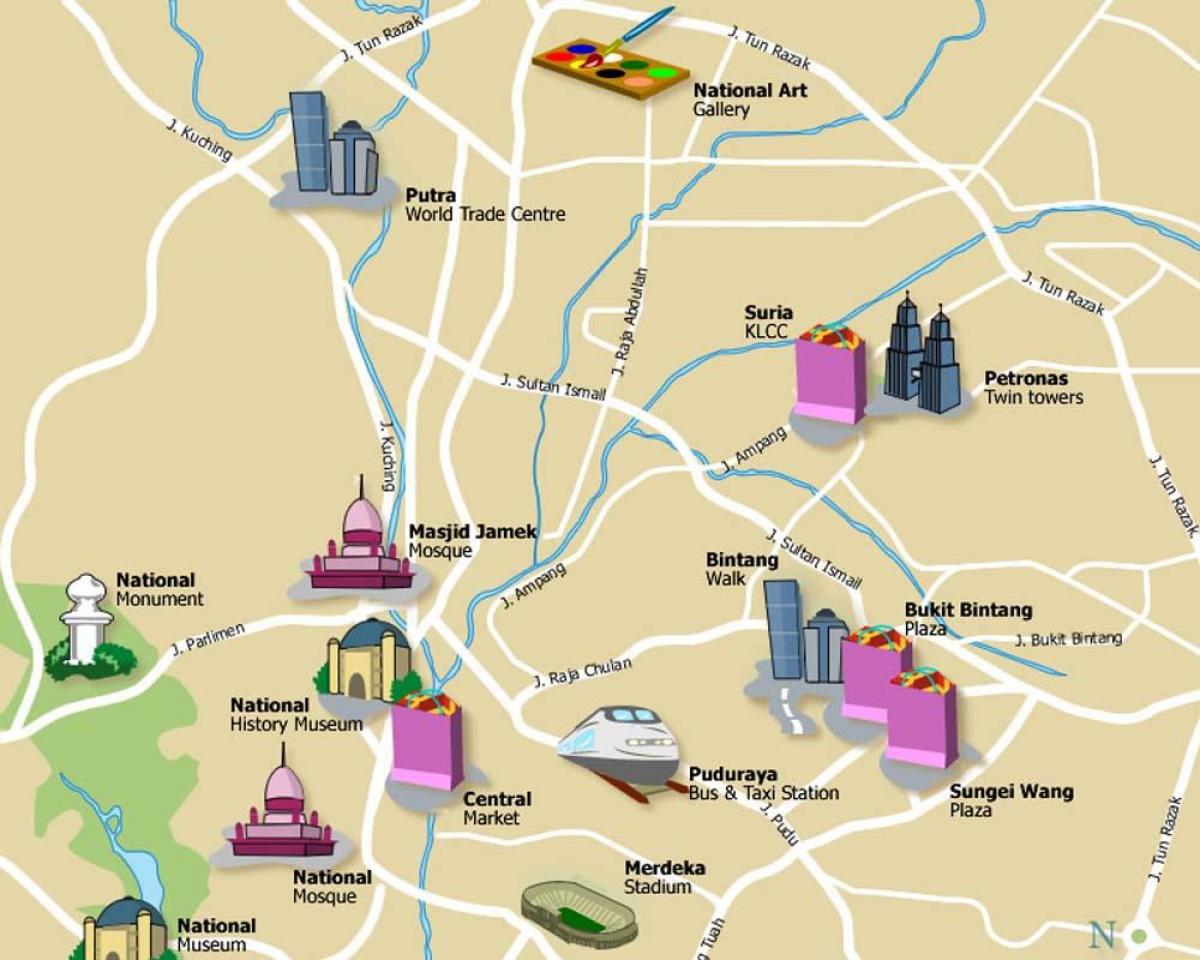 mapa turystyczna w Kuala Lumpur, Malezja