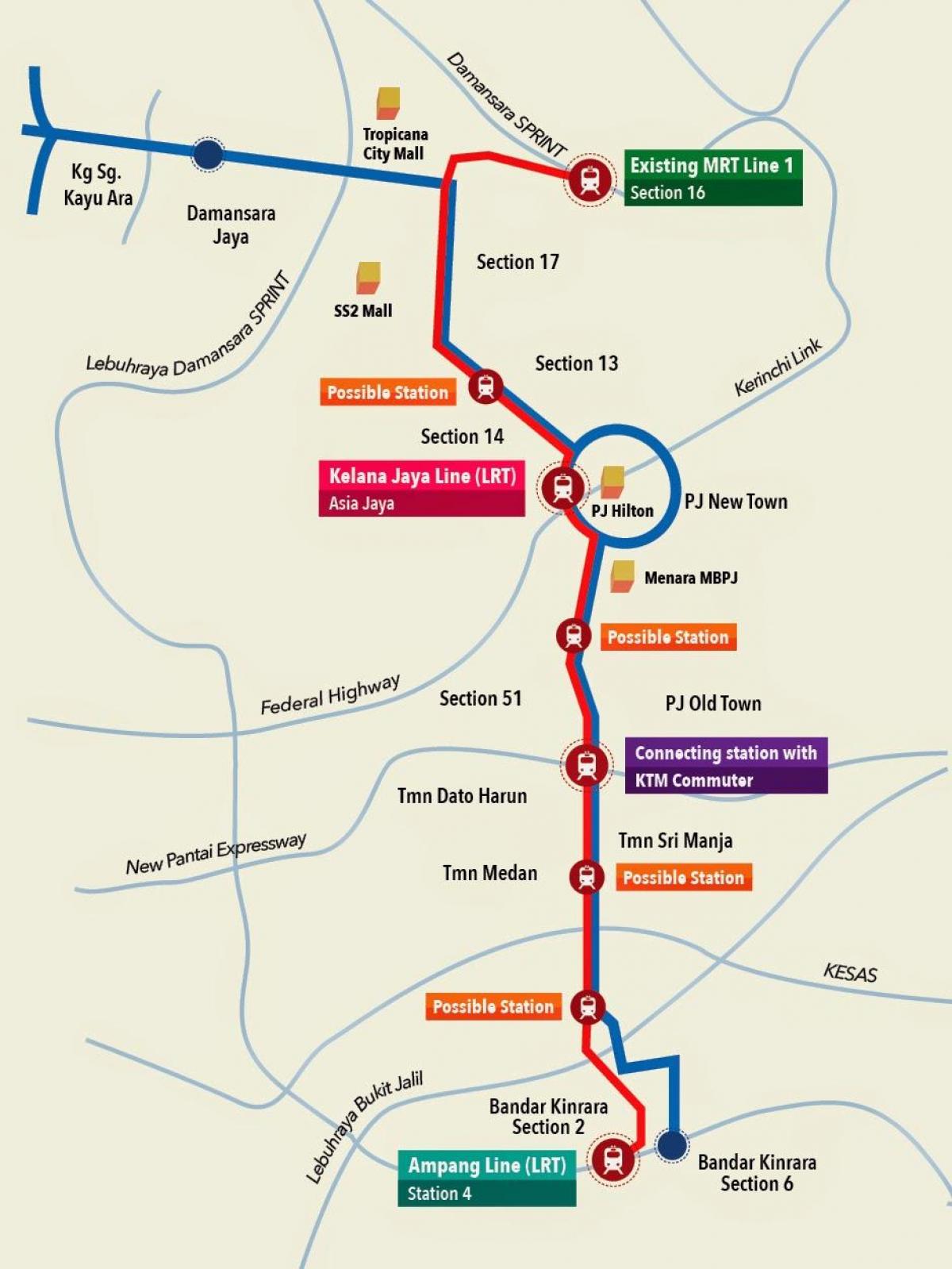 келана Jaya stacji LRT mapie