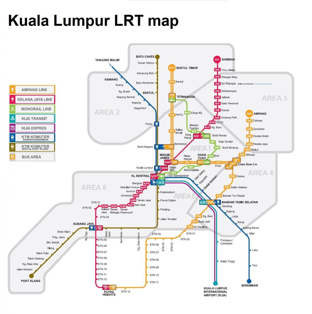 LRT mapa Malezji 2016