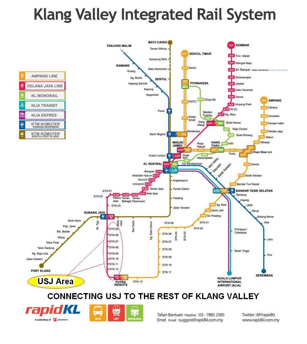 subang Jaya LRT trasę na mapie