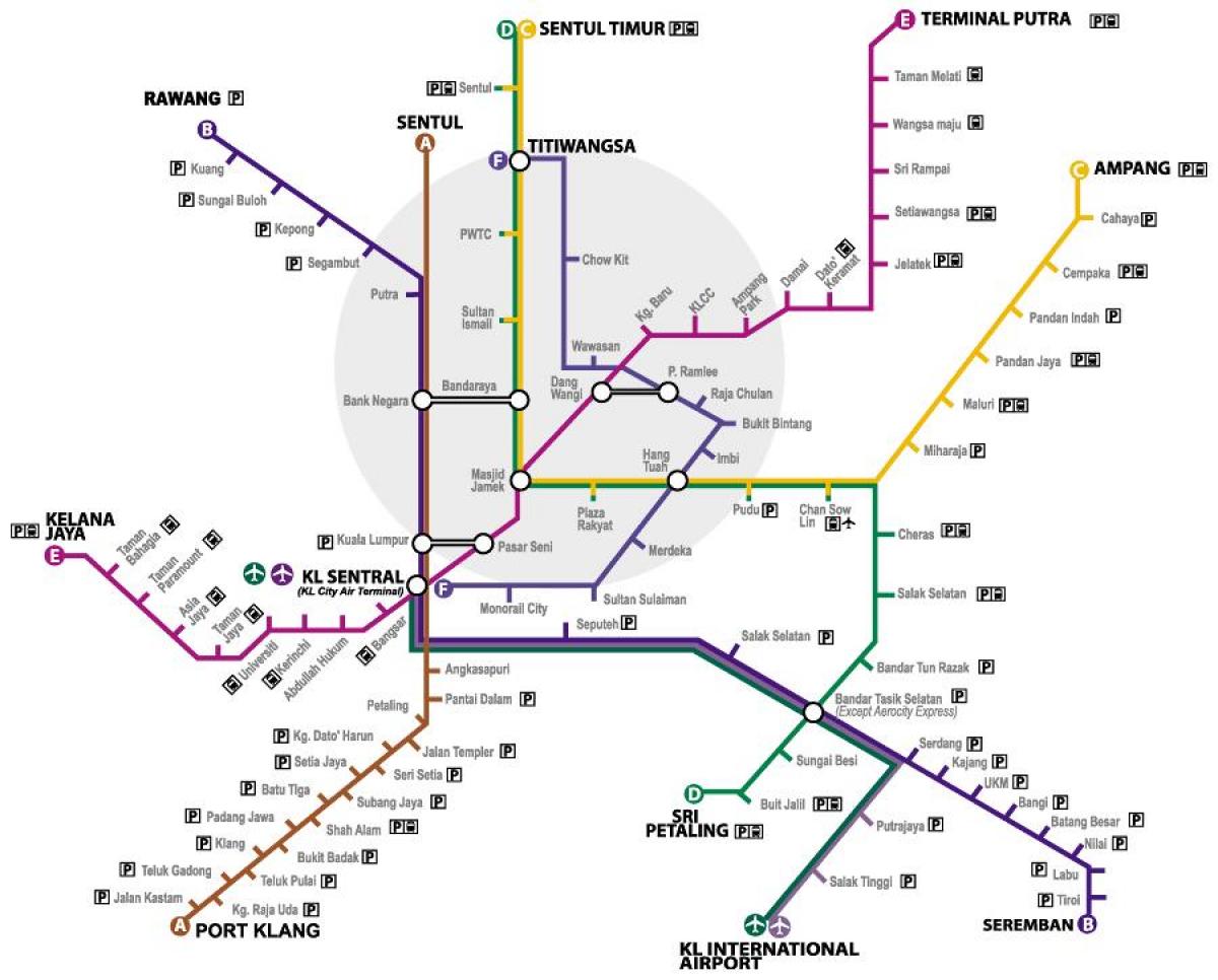 Malezja nowy LRT trasę na mapie