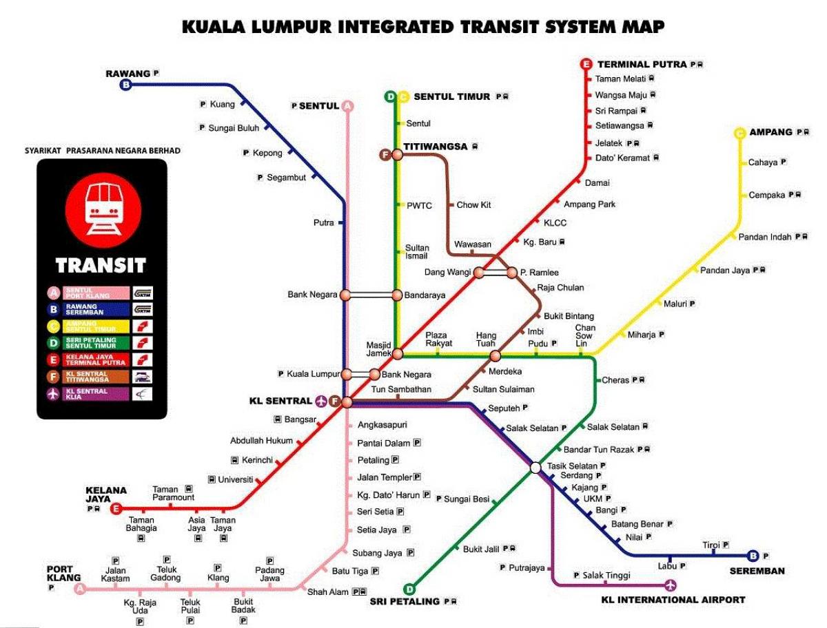 mapa metra w mieście Kuala Lumpur