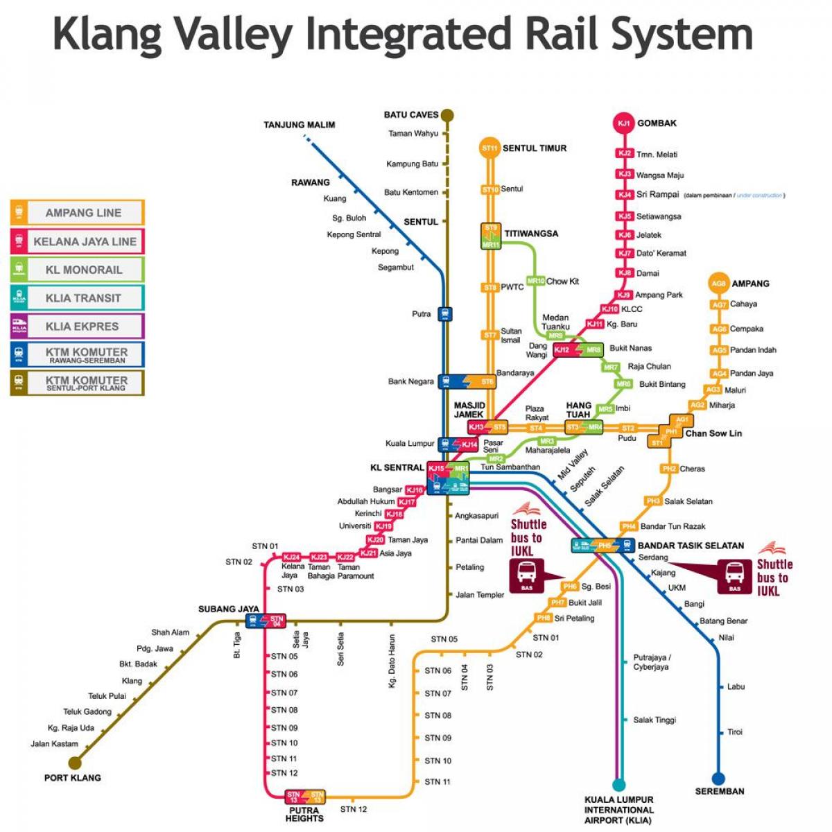 mapa kolejowych KL Malezja
