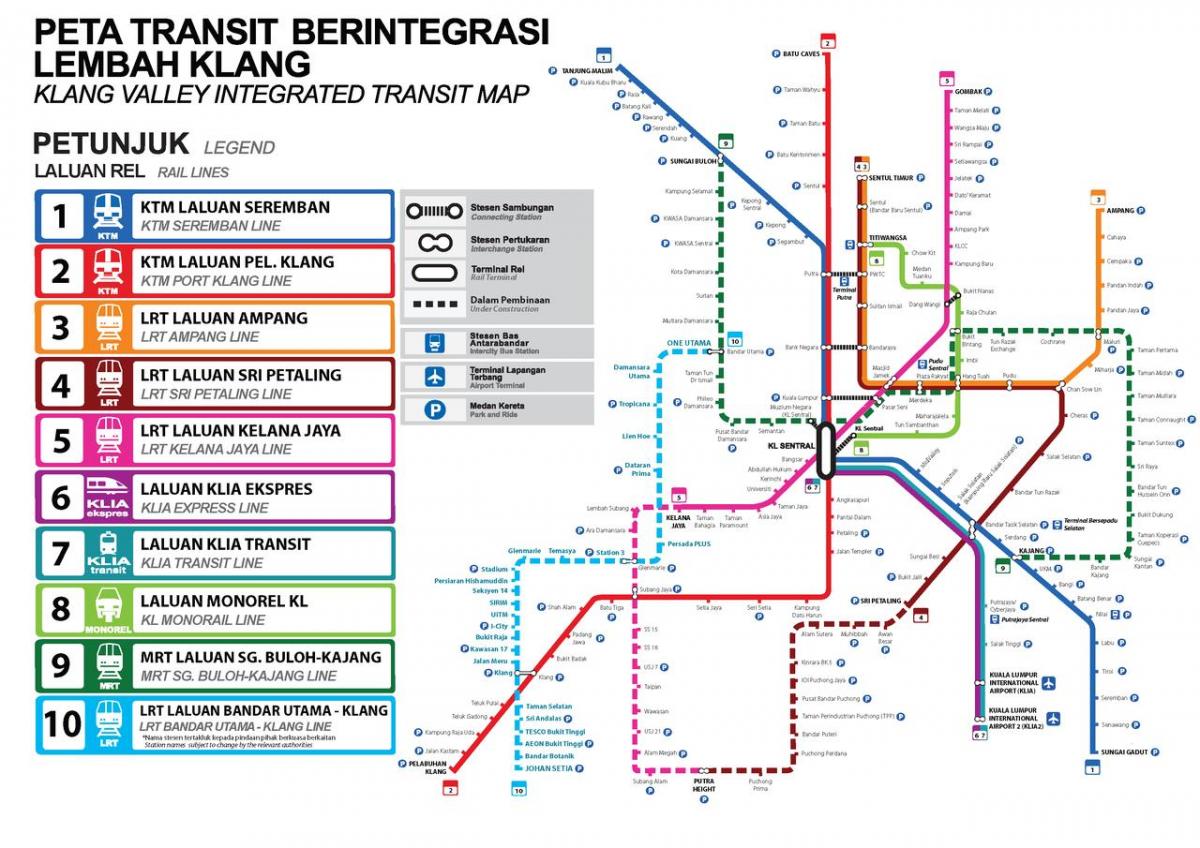 LRT station w mieście Kuala Lumpur mapie