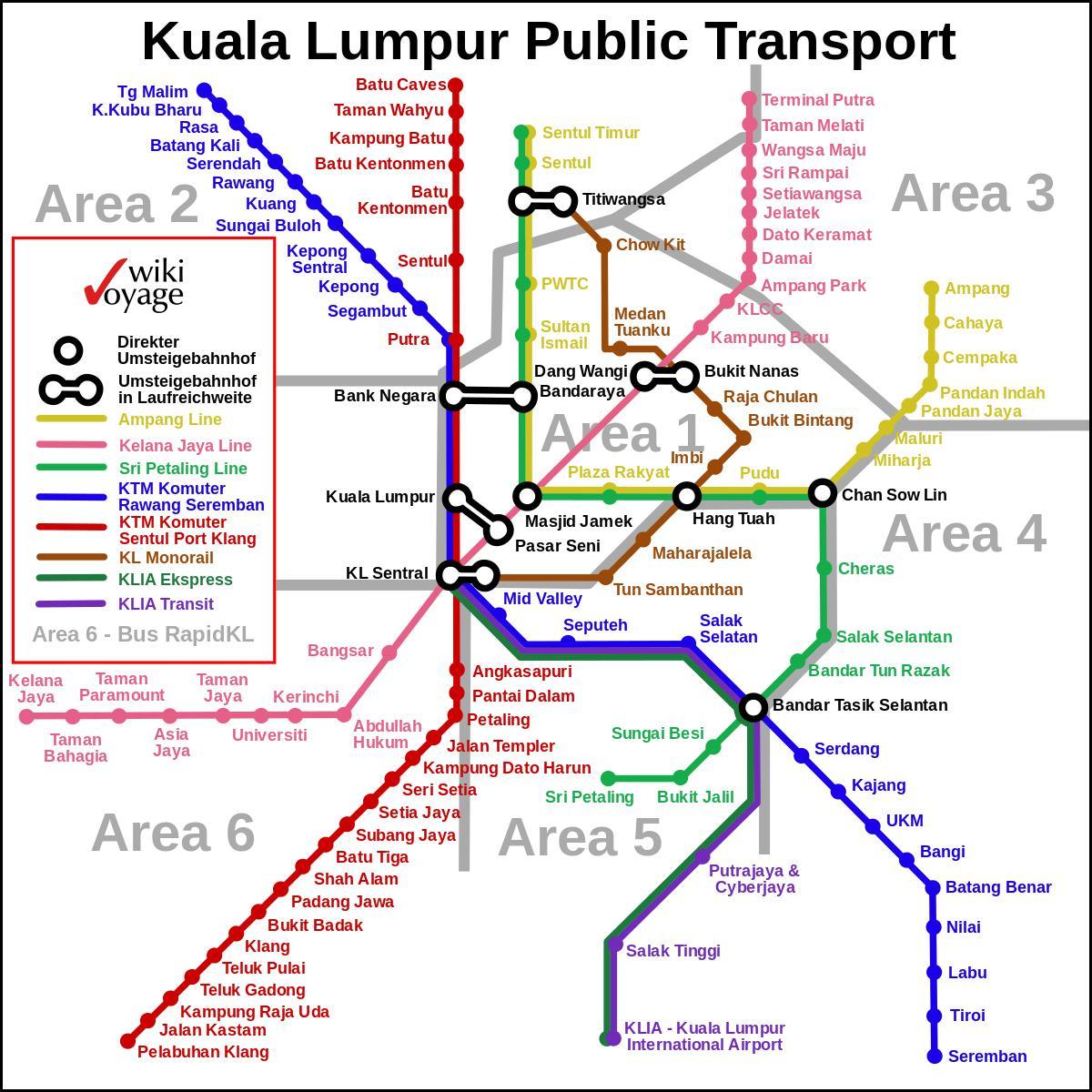 transport publiczny w Kuala Lumpur mapie