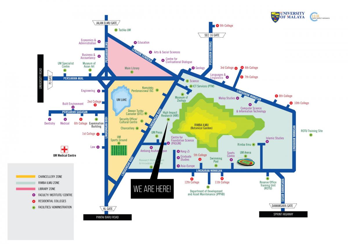 Mapa uniwersytetu Малайи