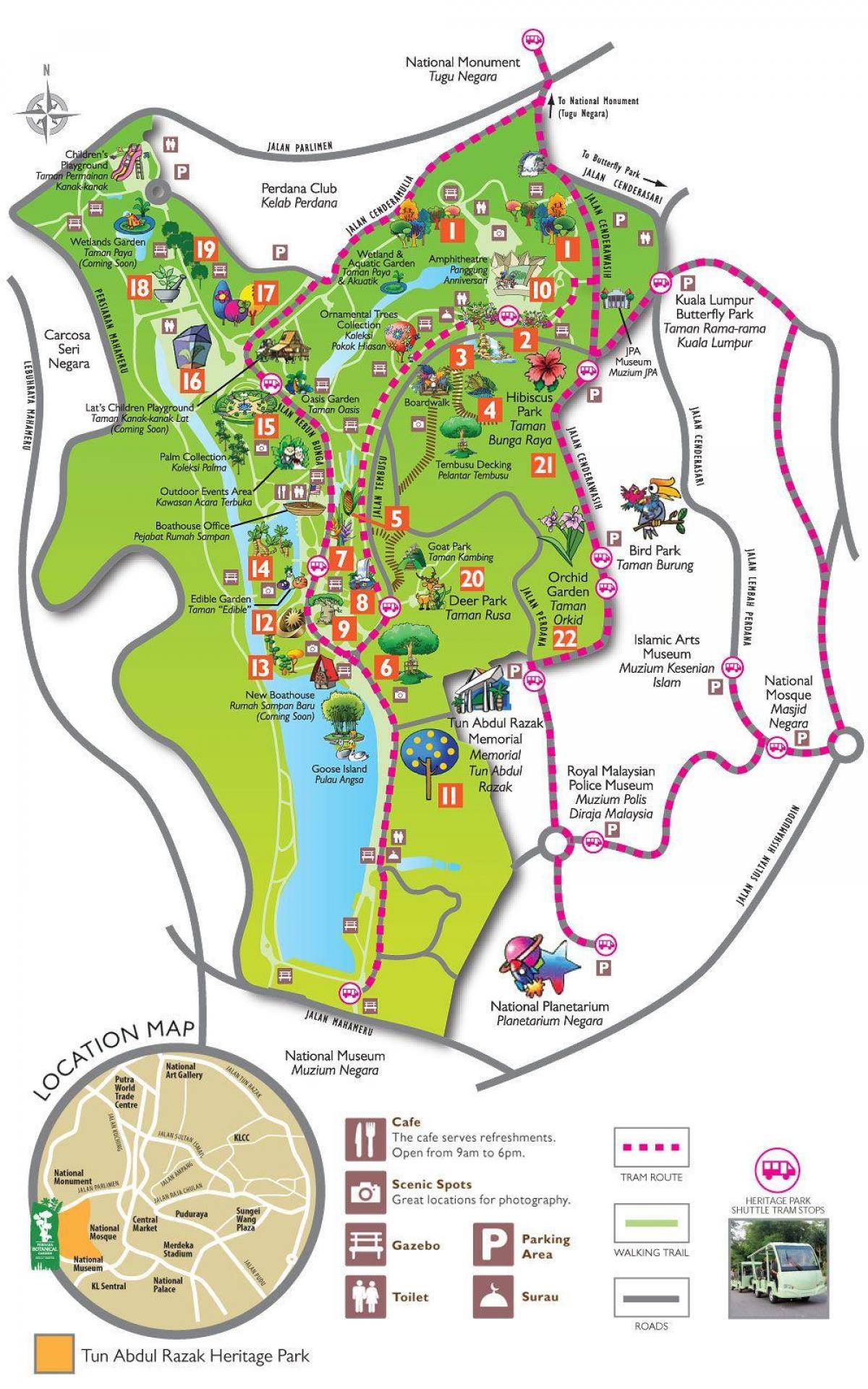 Mapa ogród Botaniczny Пердана