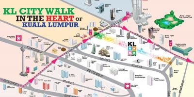 Kuala Lumpur piesza wycieczka na mapie