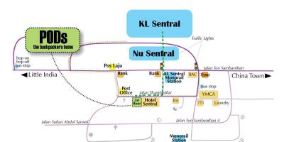 Dworzec autobusowy w mieście Kuala Lumpur mapie