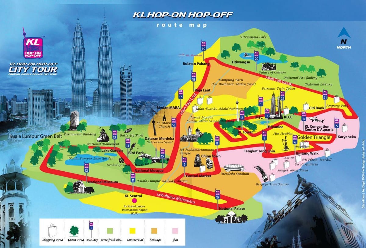Kuala Lumpur-hop-hop-off trasę na mapie