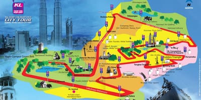Kuala Lumpur-hop-hop-off trasę na mapie