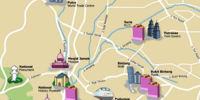 Mapa turystyczna w Kuala Lumpur, Malezja
